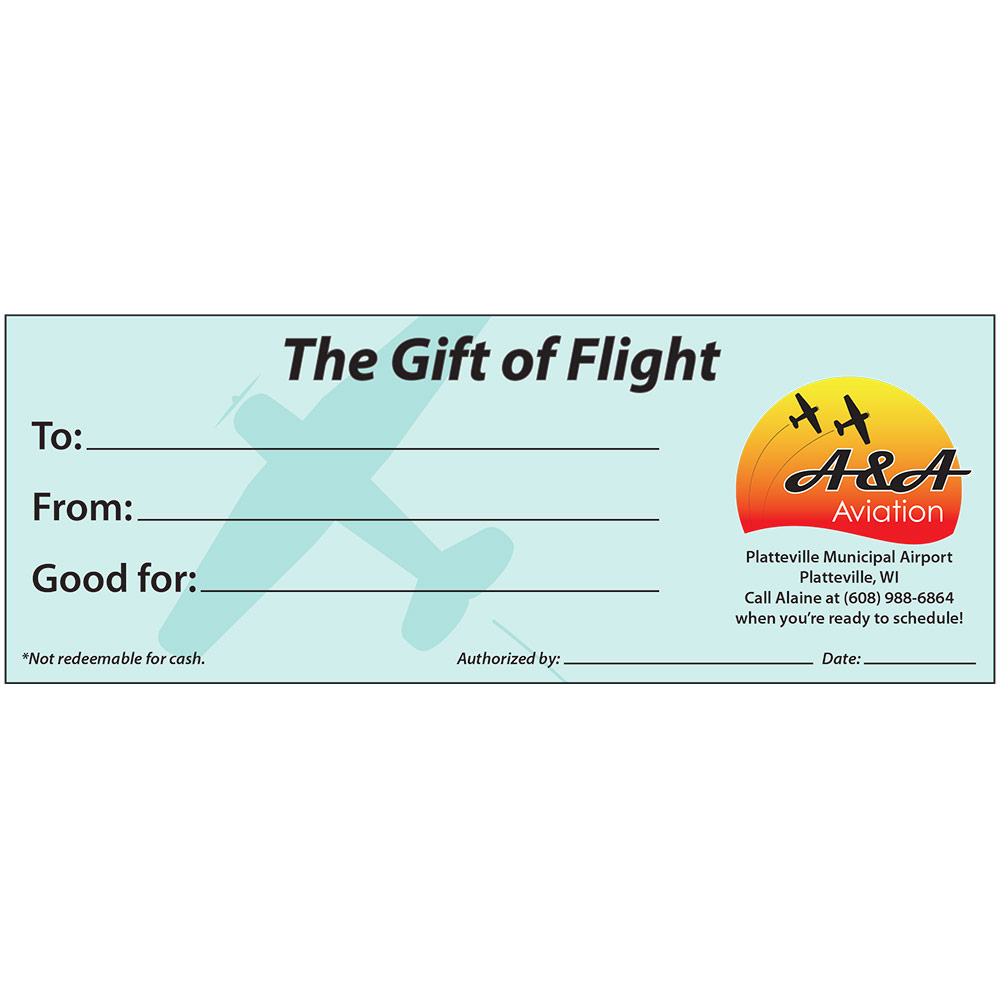 A A Aviation Gift Certificate FlyPVB